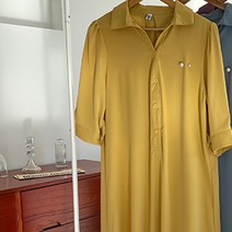 아뗄릭 러블리 카라넥 쉬폰 포인트 허리매듭 소매 5부 셔츠 인어 미디 원피스 00013