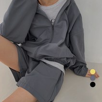 바블링브룩 여성용 오버핏 집업 자켓 + 하프 팬츠 세트