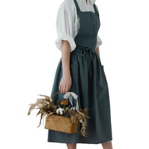 솔룸 린넨 주방 바리스타 카페 방수 앞치마, 네이비, 1개