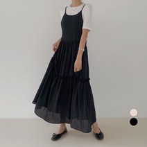 바블링브룩 여성용 프릴 캉캉 뷔스티에 롱 원피스