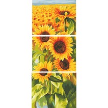 디클레어 3D DIY 보석십자수 캔버스형 3단세트 40X50cmX3, 노을녘 해바라기, 1세트