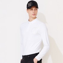 헤지스골프 남성용 실버 로고 모던 긴팔 카라티