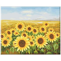 디클레어 3D DIY 보석십자수 캔버스형 특대형 60X75cm, 60X75 해바라기 초원, 1세트