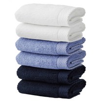 소프트터치 헤링본 보더 호텔수건 150g 40수 코마사, 블루톤, 6개