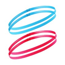 헤이조이 라인 띠 스포츠 헤어밴드 2종 x 2p 세트, 블루, 레드