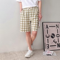 엣지애 여성용 체크 밴드 반바지 MCPIC8077M2