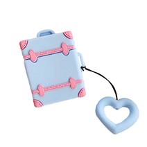 솔룸 큐티 사각 가방 모양 에어팟 1 / 2 세대 케이스, 라이트블루