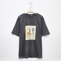 비엔엑스 여성용 홀스 프린트 실켓 반팔 티셔츠 BU1TS085L0