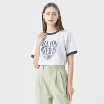 비엔엑스 여성용 배색 하트 나그랑 반팔 티셔츠 BU1TS127L0