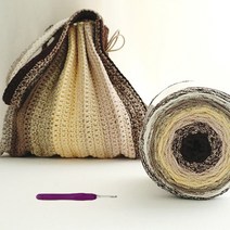 뜨개사계절 초보자용 플리츠백 뜨개질 DIY 패키지, 브라운(뜨개실), 보라색(코바늘), 1세트