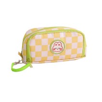 파스텔 체커보드 대용량 파우치형 필통, 옐로우, 1개