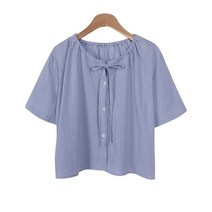 플랜데이 캬라멜 요미 여름 러블리 심플 데일리 블라우스