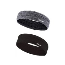 몬스터 이중 실리콘 라이닝 미끄럼 방지 스포츠 헤어밴드 2p 세트, black, gray