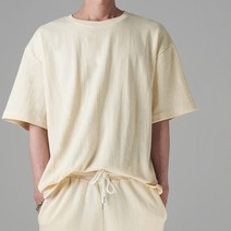 하이후 남성용 데일리 오버핏 트레이닝 라운드 반팔티