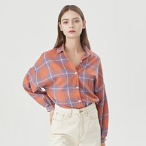 비엔엑스 여성용 카라넥 체크 파스텔 긴팔 셔츠 BU3BL004L0