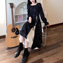 메이첼 스퀘어넥 블랙앤화이트 프렌치 롱 원피스 01388