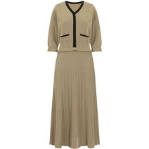 탱커스 니트 배색 원피스