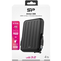 실리콘파워 Armor A66 외장HDD 139.2 x 96 x 24 mm, 검정 + 검정, 4096GB