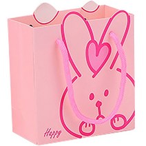 마켓감성 러브토끼 종이쇼핑백 20p, 핑크