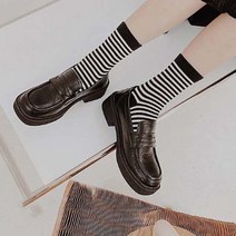 씨티컴퍼니 여성용 스트라이프 학생 양말 4p