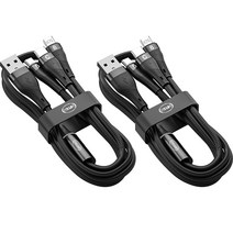 이츠라이프 브랜치 3 in 1 고속 충전케이블 2p, 1.2m, 블랙, 2개