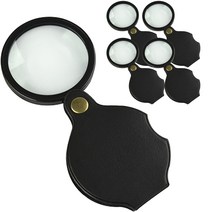 에이팀 휴대용 포켓 돋보기 5p + 가죽케이스 5cm 세트, 혼합색상, 1세트