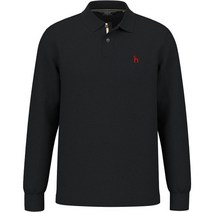 헤지스 남성용 인터록 소재 솔리드 카라 긴팔 티셔츠