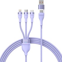 베이스어스 플래쉬시리즈2 2 for 3 고속 충전케이블 100W, 1.2m, 퍼플, 1개