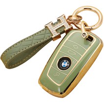 하마테 BMW 럭셔리골드 TPU 키케이스 + 키홀더 세트 B타입, 올리브, BMW 신형타임