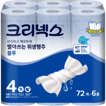 크리넥스 빨아쓰는 위생행주 블루 72매, 1개, 6개입