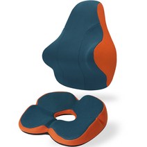 베네폼 바른자세 등받이 허리쿠션 허리소프트 + 힙업방석 세트, 오렌지, 네이비