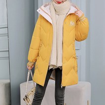 페이퍼먼츠 여성용 스트링 지그재그 패턴 캐주얼 후드 패딩 03460