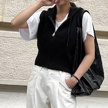메이첼 와이드 시보리 후드 집업 베스트 조끼 01677