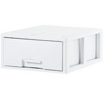 베이직 라탄 대용량 플라스틱 서랍장 1단, 화이트, 1개