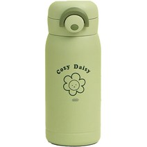 이우아여사 코지 데이지 미니 원터치 보온 보냉병, 그린, 330ml