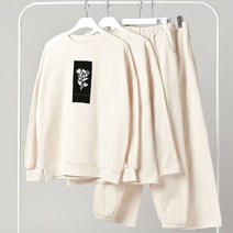 애플리 남성용 FLOWER 프린팅 세미 기모 트레이닝 상하의 4종 세트 APS411