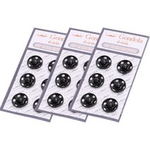 스냅단추 똑딱이 14mm 6p, 3개, 블랙