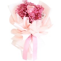 도시정원 프리저브드 장미 안개 꽃다발, 연핑크