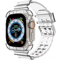 아이몰 애플워치 더블 코팅 클리어 범퍼 일체형 스트랩 49mm, 투명