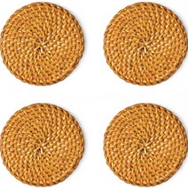 꾸미까 라탄 컵받침 티코스터 4p