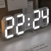 플레오맥스 무소음 디지털 3D LED 인테리어 탁상 시계, 화이트