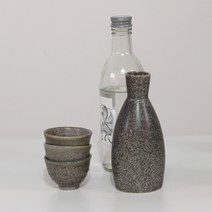달소금 도자기 골뱅이 술병 + 술잔 3p 세트 딥그레이, 1세트