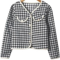 여성용 호이카 펄버튼 배색투톤 트위드 자켓 cpjk4800k32