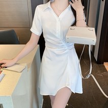 비비에모 카라넥 셔링 주름 언발란스 원피스 03557