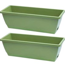 클레어라 베란다 발코니 채소 꽃 키우기 직사각형 긴 화분 2p, 그린