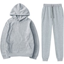 구디프 남성용 심플 솔리드컬러 후드티 + 밴딩 트레이닝팬츠 세트