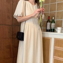 페이퍼먼츠 베르띠 U넥 스프링 인터록 와플 반팔 원피스 05644