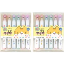 핑크풋 5000 냥냥 형광펜 6종 세트, 빨강, 갈색, 파랑, 초록, 분홍, 보라, 2세트