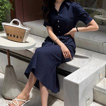 시크폭스 여성용 리니퍼프 셔츠 원피스