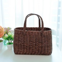 라탄샵 등나무 가방 모양 손잡이 피크닉 라탄바구니 J084, 브라운, 1개